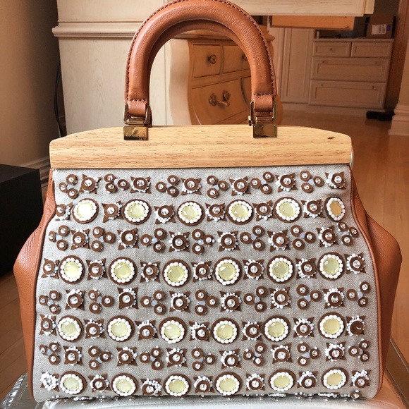 🎉2xHP🎉Tory Burch RARE Mirrored Attersee Satchel - Picture 5 of 16